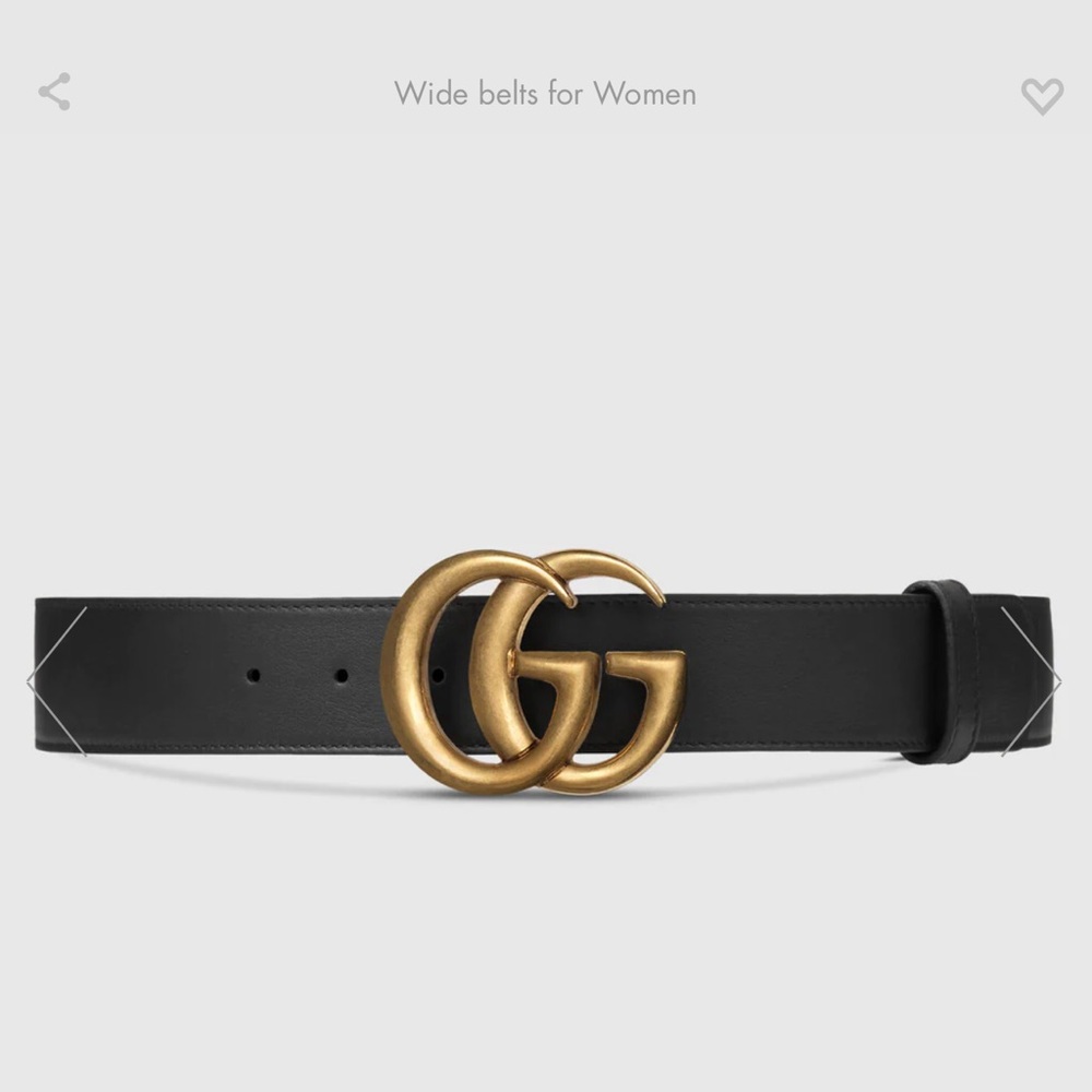 Gucci Wide Leather Belt - black with gold GG